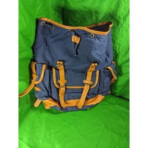 Beatnik & Sons Mens Backpack Navy Tan Leather Trim